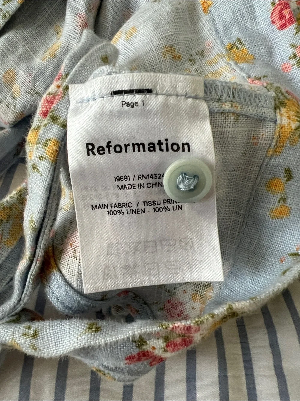 Reformation Powder Blue Floral Wrap Crop Blouse